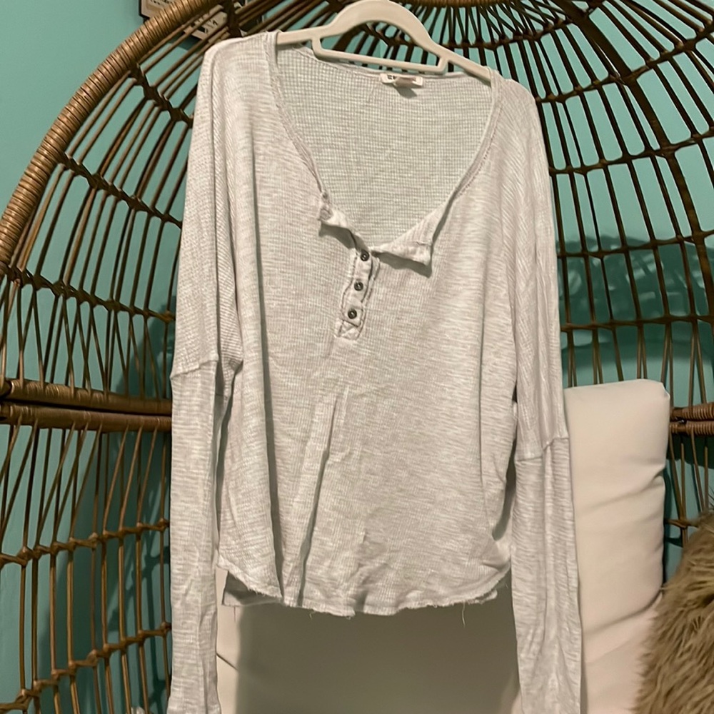 Billabong light grey waffle Henley